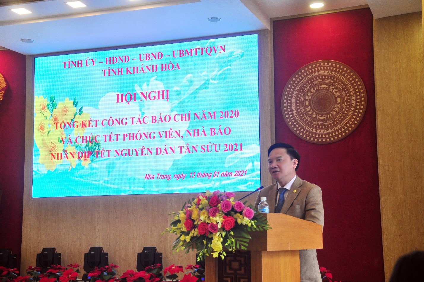 Ông Nguyễn Khắc Định, Bí Thư Tỉnh Ủy Khánh Hòa phát biểu tại Hội Nghị tổng kết công tác báo chí năm 2020