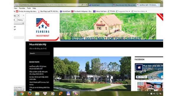 Một trang web quảng cáo mua nhà bên Mỹ.