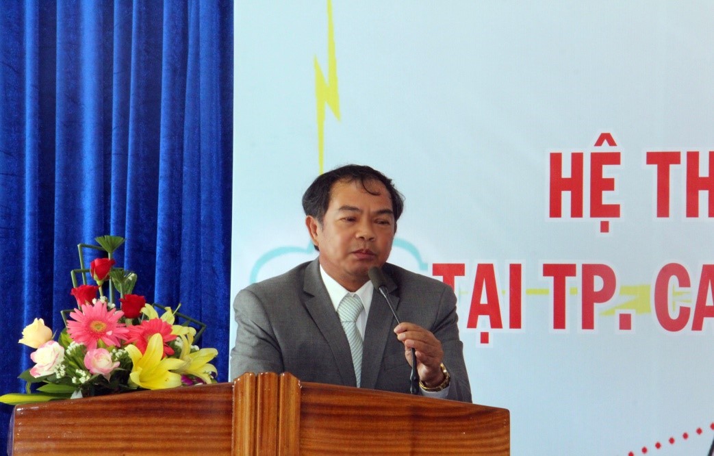 Ông Nguyễn Kiêm Hoàng Phó Tổng Giám đốc Điện Lực Khánh Hòa phát biểu tại buổi lễ