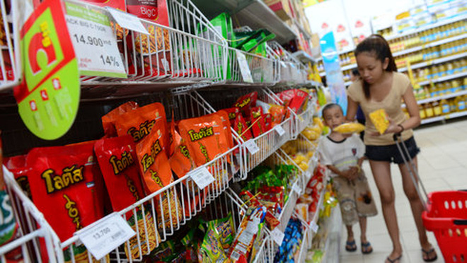 Hàng hóa của Thái Lan bày bán tại siêu thị Big C Hoàng Văn Thụ, Q.Phú Nhuận, TP.HCM - Ảnh: Quang Định