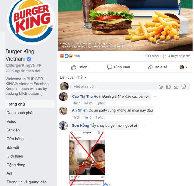 Cơn bão tẩy chay Burger King trên mạng xã hội.