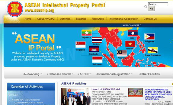 Giao diện Trang chủ Cổng thông tin điện tử ASEAN về sở hữu trí tuệ