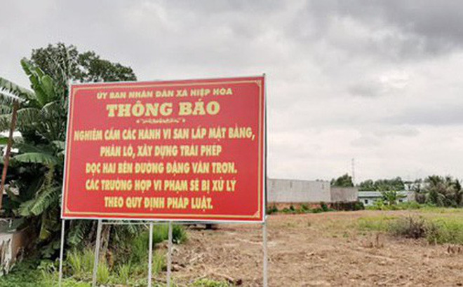 Bảng cảnh báo chính quyền địa phương dựng ở phường Hiệp Hòa, TP Biên Hòa, tỉnh Đồng Nai