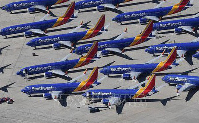 Máy bay Boeing 737 MAX của Southwest Airlines tại Victorville, California, Mỹ. Ảnh: AFP/TTXVN