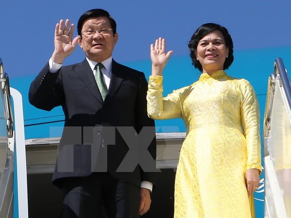 Chủ tịch nước Trương Tấn Sang và Phu nhân sẽ tham dự Hội nghị các nhà lãnh đạo APEC lần thứ 23 tại Manila. Ảnh: Nguyễn Khang/TTXVN