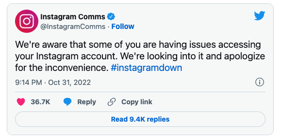 Đội ngũ truyền thông Instagram xác nhận lỗi không thể truy cập tài khoản của người dùng  CHỤP MÀN HÌNH