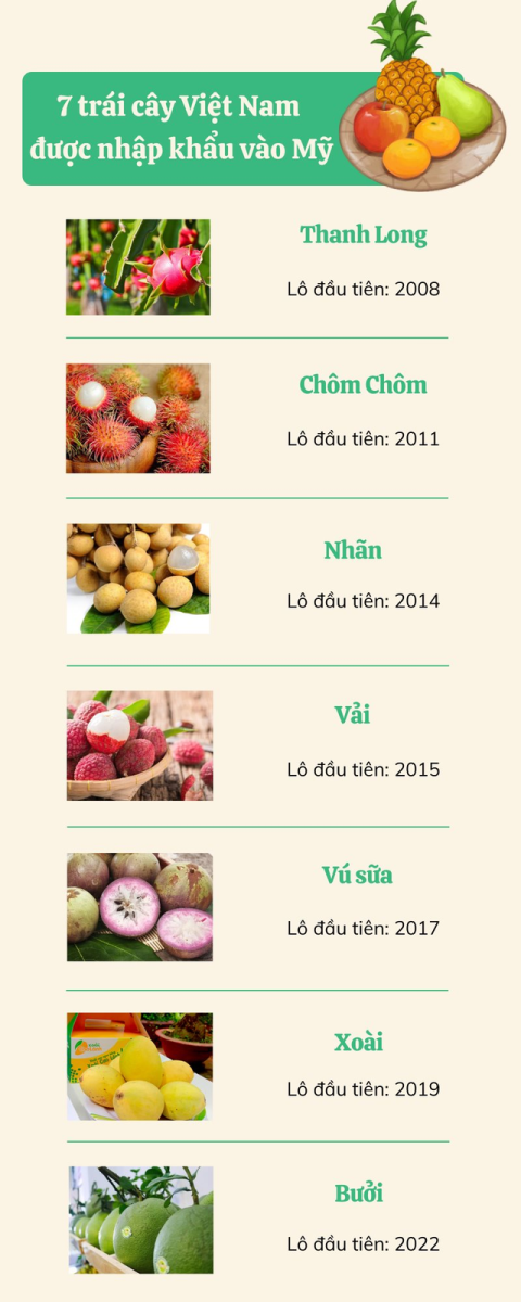 7 loại trái cây Việt xuất khẩu sang Mỹ là những loại nào?