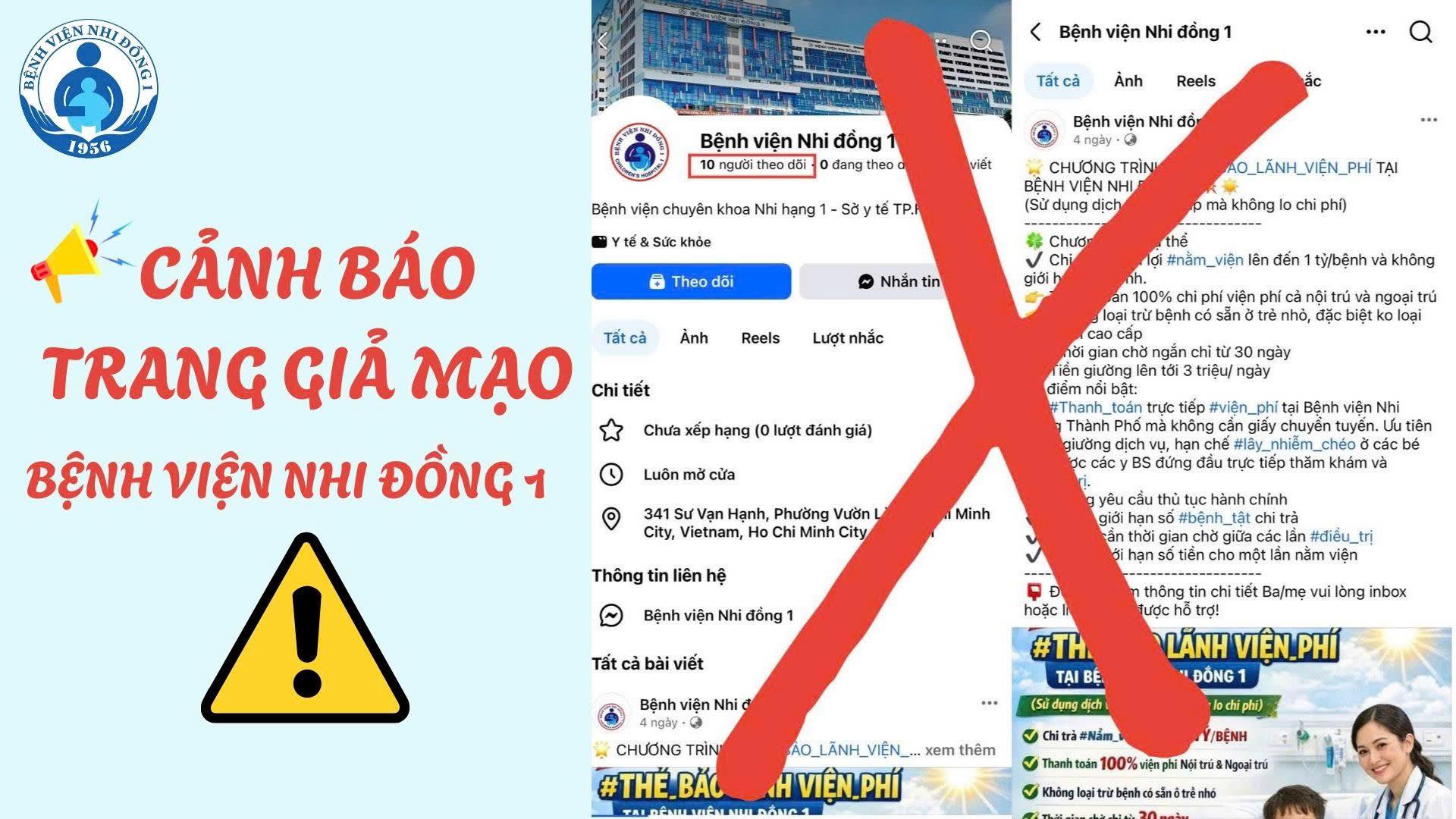 Bệnh viện Nhi đồng 1 cảnh báo có trang giả mạo - Ảnh 1.