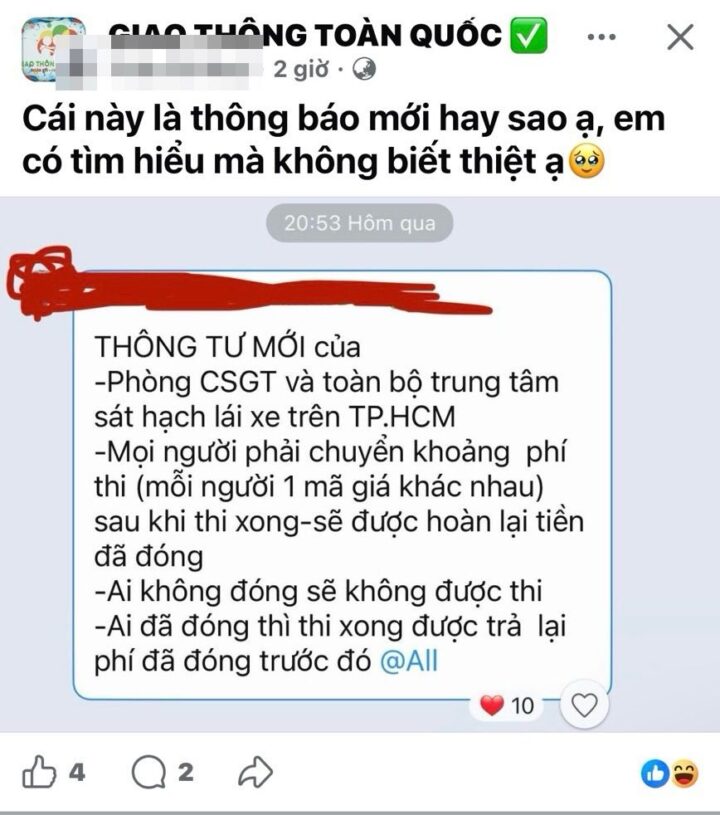 Cục CSGT thông báo nóng về lệ phí thi bằng lái xe trên cả nước - Ảnh 1.