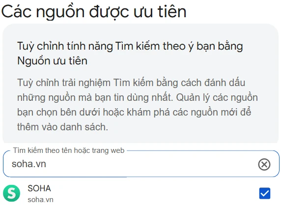 Các nguồn được ưu tiên